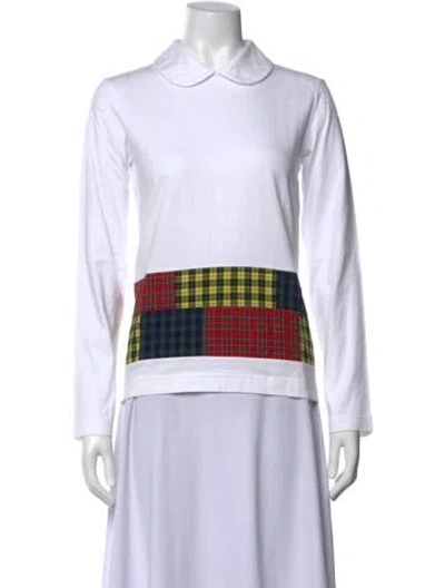 Pre-owned Tricot Comme Des Garcons Plaid Print Long Sleeve Top In White