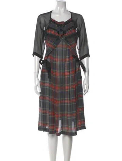 Pre-owned Tricot Comme Des Garcons Plaid Print Midi Length Dress In Multi