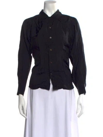 Pre-owned Tricot Comme Des Garcons Vintage Long Sleeve Button-up Top In Black