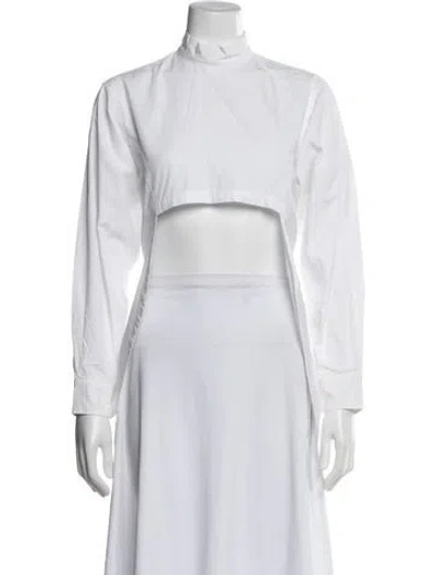 Pre-owned Tricot Comme Des Garcons Vintage Mock Neck Top In White