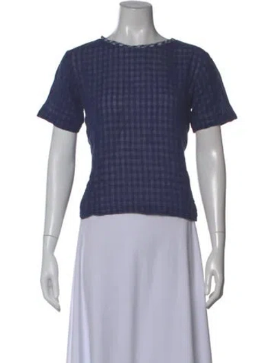 Pre-owned Tricot Comme Des Garcons Vintage Plaid Print Top In Blue