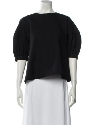 Pre-owned Tricot Comme Des Garcons Wool Bateau Neckline Crop Top In Black
