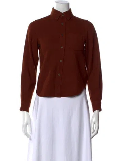 Pre-owned Tricot Comme Des Garcons Wool Long Sleeve Button-up Top In Brown