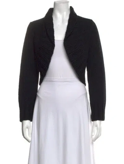 Pre-owned Tricot Comme Des Garcons Wool Open Front Sweater In Black