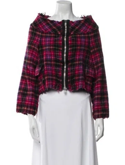 Pre-owned Tricot Comme Des Garcons Wool Plaid Print Evening Jacket In Red