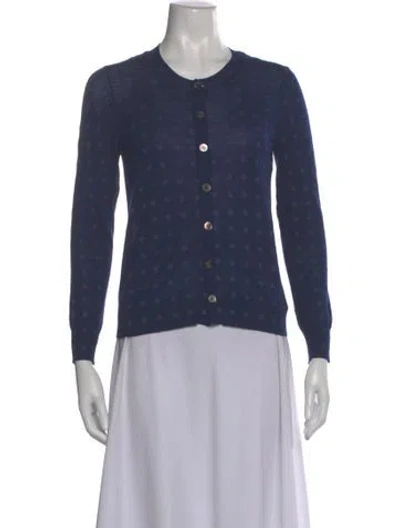 Pre-owned Tricot Comme Des Garcons Wool Polka Dot Print Sweater In Blue
