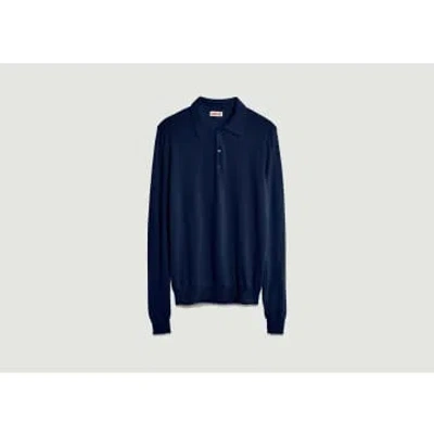 Tricot Polo Shirt In Extra-fine Wool In Blue