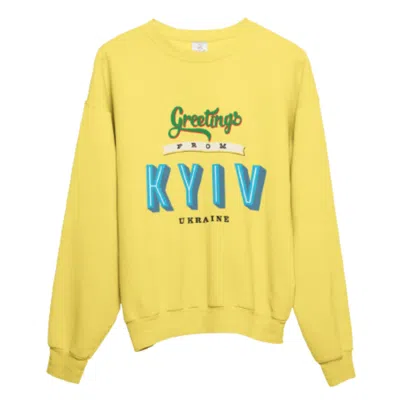 Tricult Women's Yellow / Orange "greetings From Kyiv” Fleece French Terry Oversized Sweatshirt