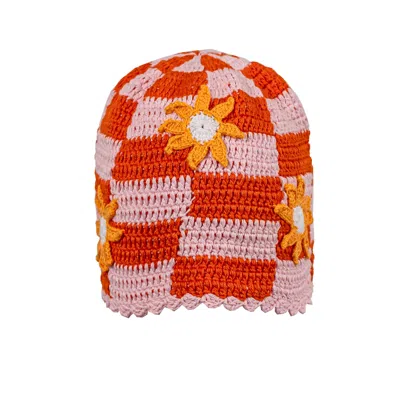 Tricult Women's Yellow / Orange Summer Crochet Bucket Hat In Red