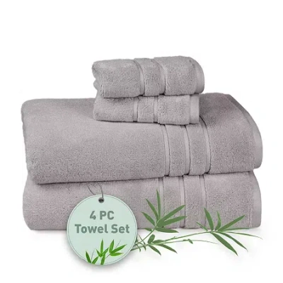 Trident Cotton And Viscose From Bamboo 4-pc. Bath Towel Set In Gray