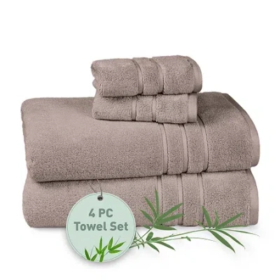 Trident Cotton And Viscose From Bamboo 4-pc. Bath Towel Set In Brown