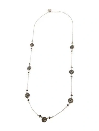 Pre-owned Trifari Acrylic Station Necklace, 34" In Black