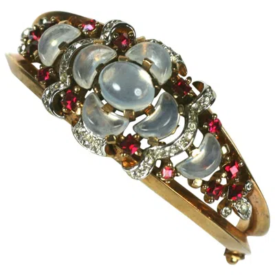 Pre-owned Trifari , Alfred Phillipe Clair De Lune Hinged Bangle In Brown