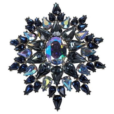 Pre-owned Trifari Aurora And Sapphire Jeweled Crest In Blue