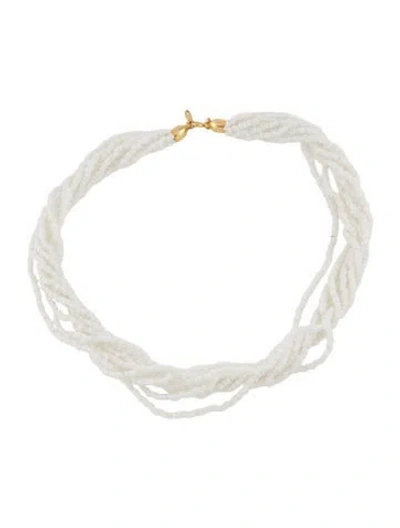 Pre-owned Trifari Beaded Multistrand Necklace, 18.5" In White