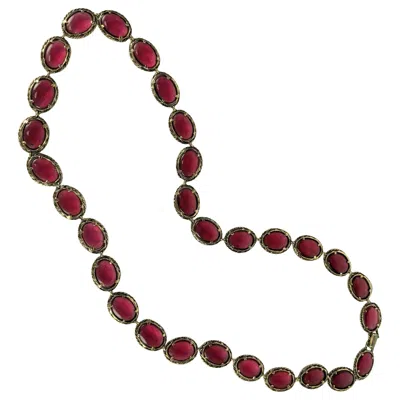 Pre-owned Trifari Bezel Set Ruby Chain In Multi