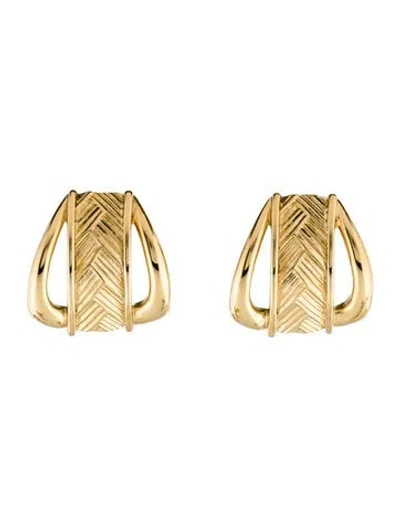 Pre-owned Trifari Braided Motif Clip-on Earrings In Multi