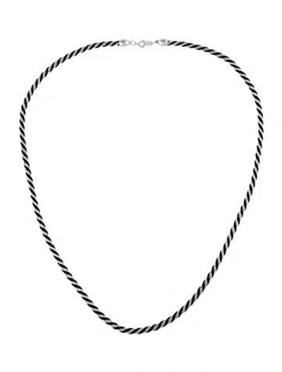 Pre-owned Trifari Chain & Fabric Rope Necklace, 24.75" In Black