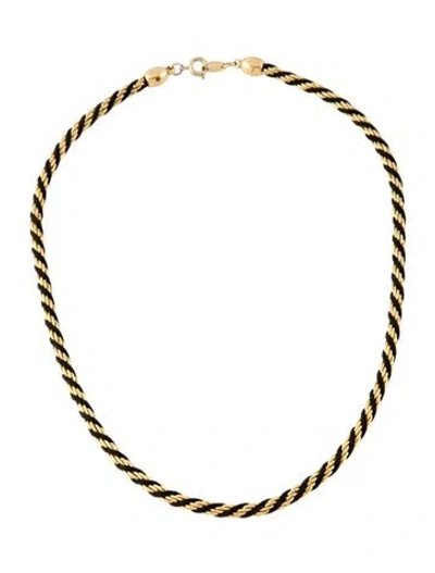 Pre-owned Trifari Cord Twisted Chain Necklace, 16.5" In Black