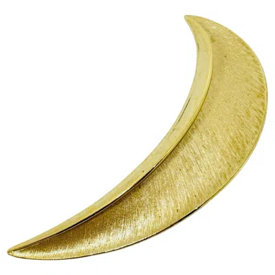 Pre-owned Trifari Crown Signed Vintage Gold Tone Moon Designer Brooch In Multi