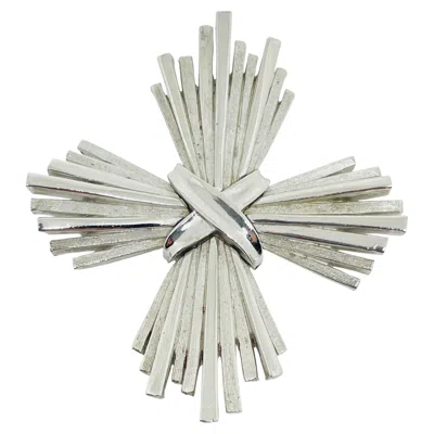 Pre-owned Trifari Crown Signed Vintage Silver Tone Maltese Cross Designer Brooch In Multi