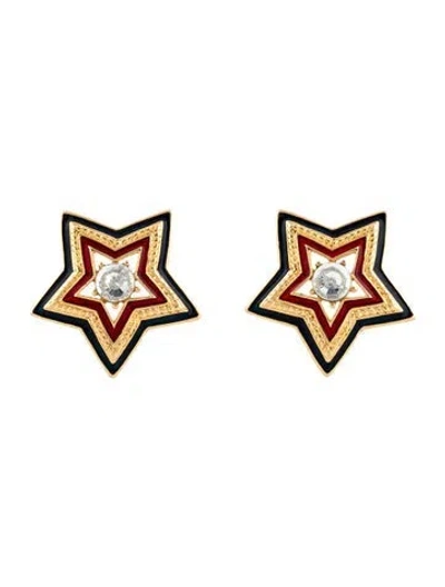 Pre-owned Trifari Crystal & Enamel Star In Multi