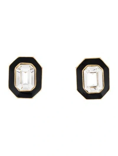 Pre-owned Trifari Crystal & Enamel Stud Earrings In Multi