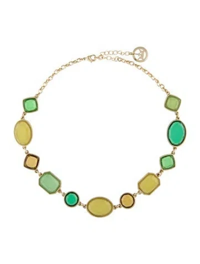 Pre-owned Trifari Crystal Collar Necklace, 18" In Green