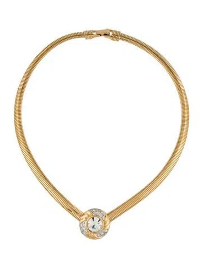 Pre-owned Trifari Crystal Collar Necklace, 18" In Multicolor