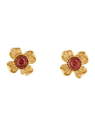Pre-owned Trifari Crystal Flower Stud Earrings In Pink