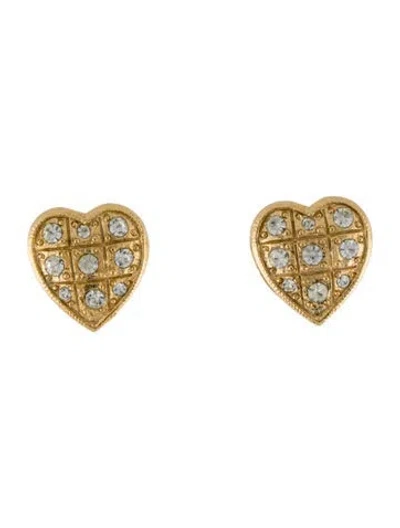 Pre-owned Trifari Crystal Heart Clip On Earrings In Multi