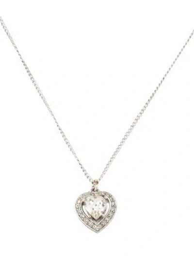 Pre-owned Trifari Crystal Heart Pendant Necklace, 16" In Multi