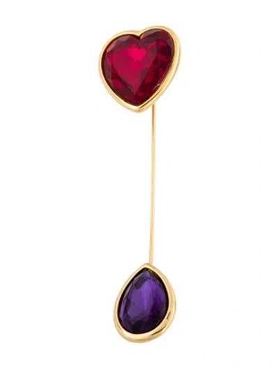 Pre-owned Trifari Crystal Heart Stick Pin Brooch In Multi