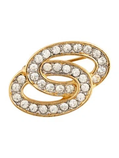 Pre-owned Trifari Crystal Interlocking Ovals Brooch In Multicolor