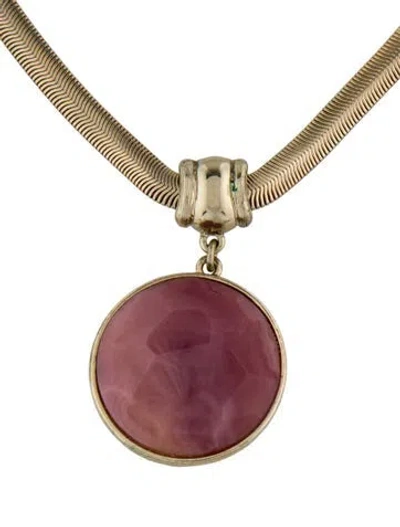 Pre-owned Trifari Crystal Pendant Necklace, 18.5" In Pink