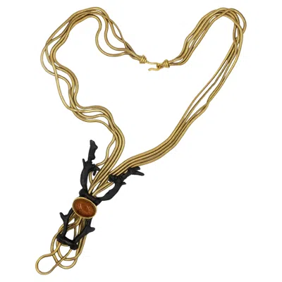 Pre-owned Trifari Diane Love Sculptural Deer Head Motif Multi-strand Drop Necklace