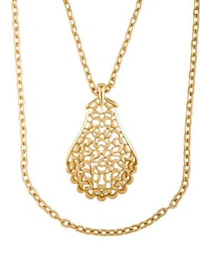 Pre-owned Trifari Double Strand Pendant Necklace, 48" In Multicolor
