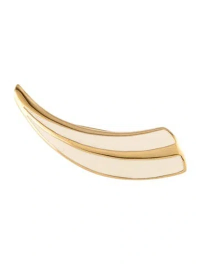Pre-owned Trifari Enamel Brooch In White