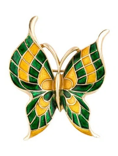 Pre-owned Trifari Enamel Butterfly Brooch Pin In Multi