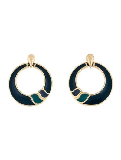 Pre-owned Trifari Enamel Clip-on Earrings In Multi