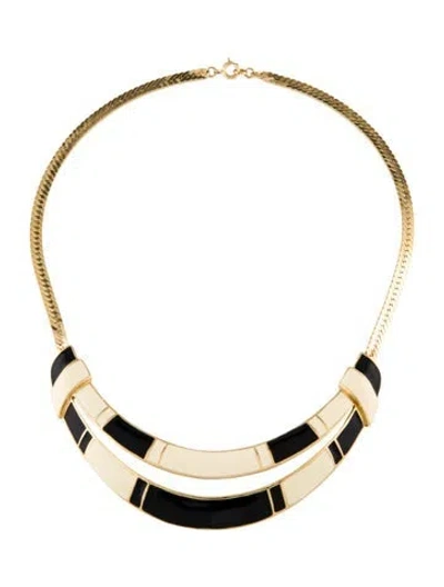 Pre-owned Trifari Enamel Collar Necklace, 16" In Black