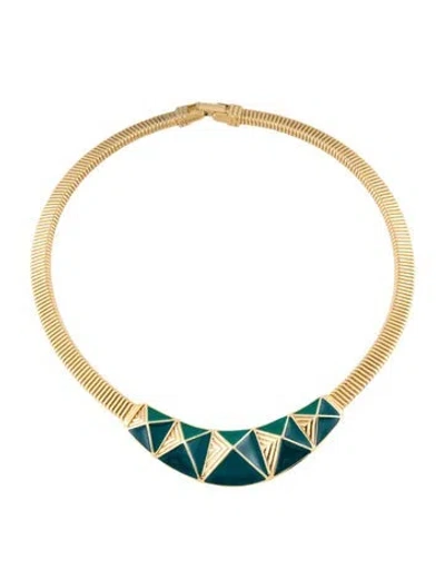 Pre-owned Trifari Enamel Collar Necklace, 18" In Multi