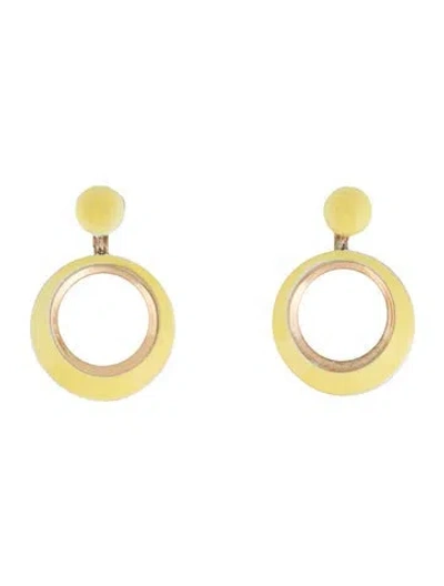Pre-owned Trifari Enamel Drop Hoop Clip On Earrings In Multicolor