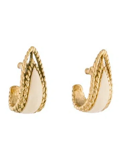 Pre-owned Trifari Enamel Hoop Earring In Multi