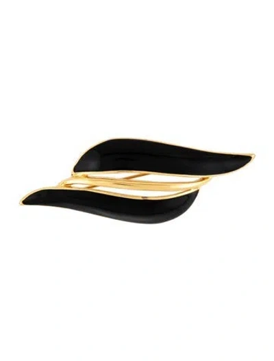 Pre-owned Trifari Enamel Pin Brooch In Black