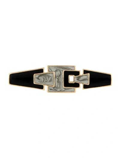 Pre-owned Trifari Enamel Pin Brooch In Black