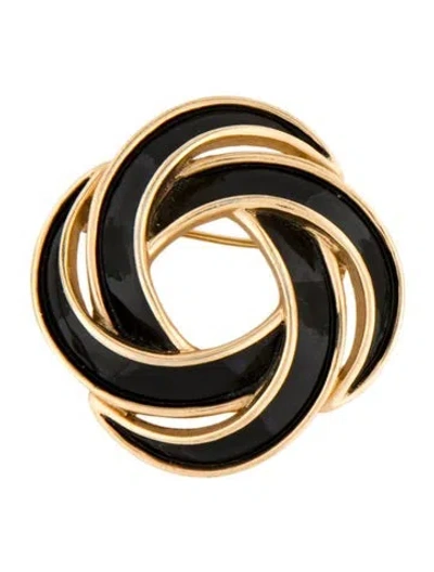 Pre-owned Trifari Enamel Pin Brooch In Black
