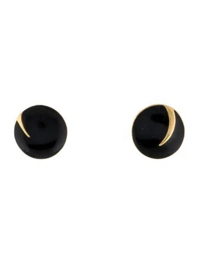 Pre-owned Trifari Enamel Stud Earrings In Black