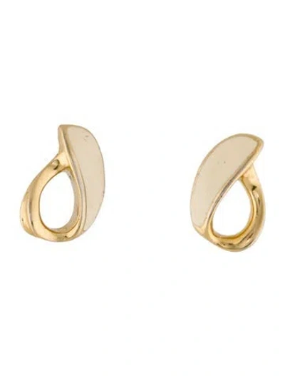 Pre-owned Trifari Enamel Stud Earrings In Neutral