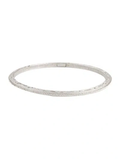 Pre-owned Trifari Etched Bangle Bracelet, 8" In Multi